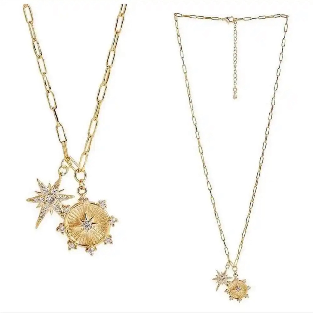 Jennifer Miller Starburst Gold Necklace with Star Charm Accents